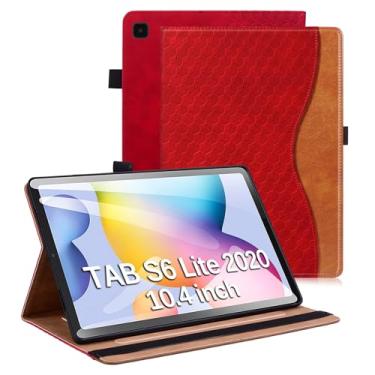 Imagem de Varohix Capa para Samsung Galaxy Tab S6 Lite 2024/2022/2020 10,4 polegadas, capa de couro PU (SM-P620/P625/P613/P619/P615/P610) multi-ângulo Galaxy Tab S6 Lite, vermelho