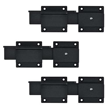 Imagem de Lumiadot Fechadura de trava com furo de cadeado, trava de porta ajustável de liga de alumínio resistente de 3,5 mm para porta deslizante de balanço aberta, portão externo, cerca de madeira, porta de celeiro, galpão, garagem, quintal (pacote com 3)