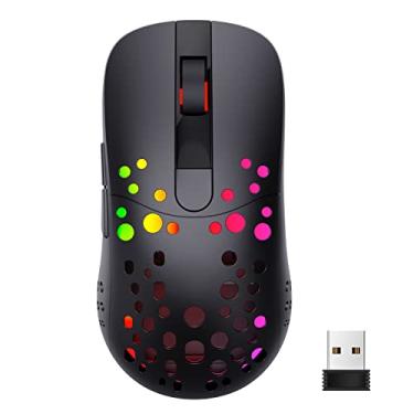 Imagem de Mouse para jogos RGB sem fio, conectividade sem fio 2,4G, 6 botões programáveis, sensor óptico PixArt PMW3325 de alta precisão e DPI ajustável de 6 níveis até 10.000 para profissionais