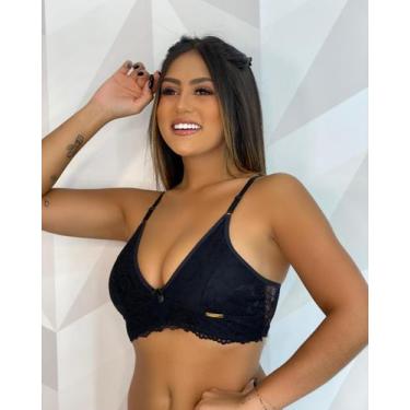 Imagem de Sutiã de Renda Sem Bojo Luxo Alça Fina - Charme Delas, M, Preto