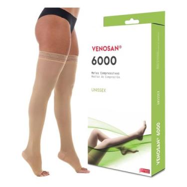 Imagem de Meia 7/8 Venosan 6000 20-30 Pé Aberto Bege, M