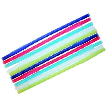 Imagem de Tupperware Conjunto de 10 canudos de apito reutilizáveis de 28 cm vermelho arco-íris, verde, índigo, transparente e azul