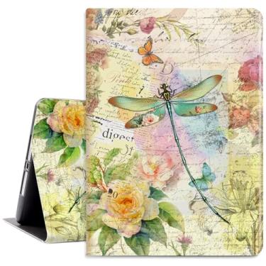Imagem de Vimorco Capa para iPad 9,7 polegadas, iPad Air 1/2 - capa traseira de borracha macia, protetor com suporte ajustável e despertar/hibernar automático - libélula