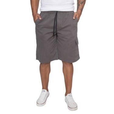 Imagem de Bermuda Masculina Sarja Elastico E Cordão Na Cintura Bolso Cargo Later