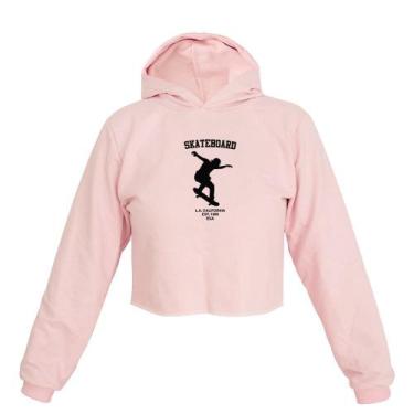 Imagem de Cropped Feminino Moletom Estampa Skate California Capuz Moda - Ragor, 