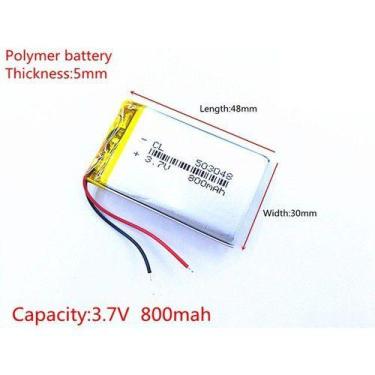 Imagem de Bateria 5mm X 30mm X 48mm 503048 2 Fios 800mah Nova - KMIG