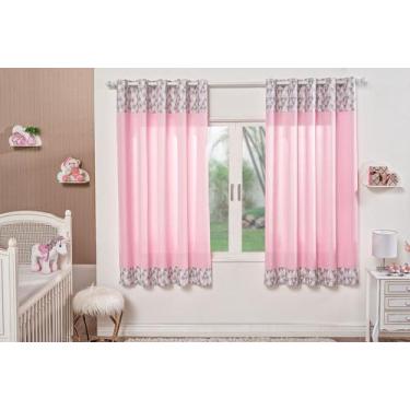 Imagem de Cortina Geometrica Ilhos - Várias cores - LUCK BABY, GEOMÉTRICO ROSA