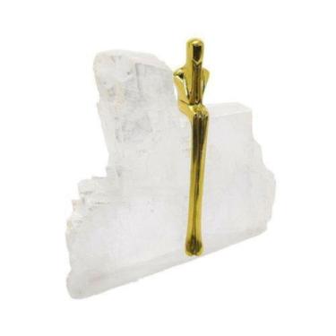 Imagem de Escultura Decorativa Contemp. Pedra c Homem Dourado Luxo - LUXdécor