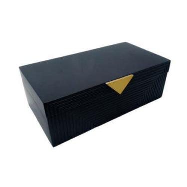 Imagem de Caixa Preta Texturas Listras Maior Triangulo Dourado Luxo - LUXdécor C