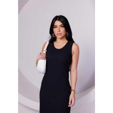 Imagem de Vestido Canelado Midi Básico Modelador Vestido tubinho - T2Click, Pret