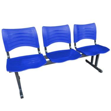 Imagem de Longarina Cadeira 3 Lugares Iso Plástica Coluna Dupla Para Recepção Au