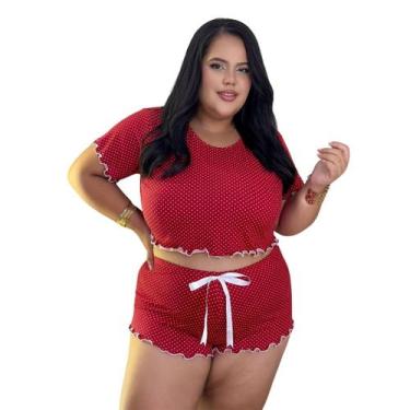 Imagem de Pijama Plus Size Feminino Curto Baby Doll Short Doll - Isysser, Vermel