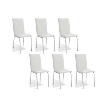 Imagem de Cadeira de Cozinha Amsterdã C091 Kit 6 Un Cromada/Branco 106 - Kappesb