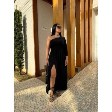 Imagem de Vestido Nula Manga com Fenda Chique  - Donna Lu, Preto, GG