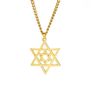 Imagem de Dreamtimes Colares de estrela de Davi em aço inoxidável com pingente hexagrama colares judaicos FaithHeart Estrela de Davi joias judaicas para mulheres e homens, Medium, Aço inoxidável, Sem Pedra