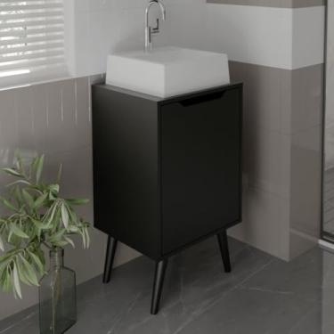 Imagem de Gabinete para Banheiro Pequeno 1 Porta 45x80cm Preto TecnoMobili