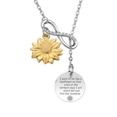 Imagem de Colar de girassol I Want to be Like a Girassol, joia inspiradora, presente de formatura, presente de incentivo para ela, Generic, Aço inoxidável, Sem Pedra Preciosa