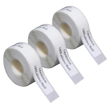 Imagem de DYKJGS 3 rolos de etiquetas D30 brancas 14 mm x 40 mm 540 etiquetas. Etiqueta autoadesiva térmica para material escolar de escritório doméstico (3, 14 mm x 40 mm)