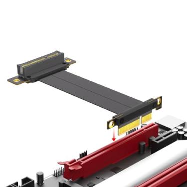 Imagem de Cabo PCIe 4.0 X4 Riser Express, 10 cm, ângulo reto duplo de 90 graus, para PCIe M.2, placas de som, placas de rede, placas de captura