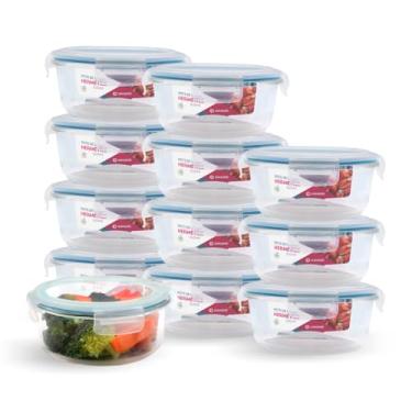 Imagem de Kit 12 Potes de Vidro Redondo com Tampa Hermética 620ml (Azul)