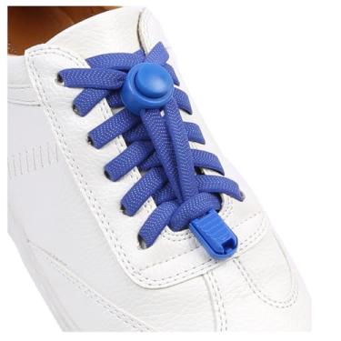 Imagem de ZHENTOR Cadarços elásticos sem laço - cadarços elásticos sem cadarço para tênis infantil e adulto, tamanho único, Azul royal, 47inchs