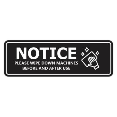 Imagem de Signs ByLITA Aviso padrão, limpe as máquinas antes e depois de usar placa de porta ou parede plástico ABS durável | Gravação a laser | Fácil instalação | Placa de design elegante (preto) - pequena