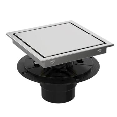Imagem de Heaorld Ralo de Chuveiro Quadrado, Kit de Ralo de Piso de Chuveiro de 6" com Flange, 2 Em 1, Grelha de Inserção de Ladrilho Reversível Removível, Coletor de Cabelo, Aço Inoxidável (Inserto De Ladrilho