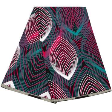 Imagem de Stioyitois Tecido africano 100% algodão tecido estampado africano Ankara 6 jardas uma peça D7