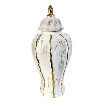 Imagem de WeiLaiKeQi Pote de gengibre de porcelana, vaso de flores de cerâmica, arranjo de flores, jarra de, recipiente de armazenamento para sala de estar, festa, M White