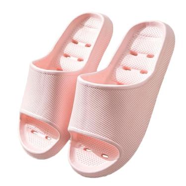 Imagem de Legou Pantufas femininas para uso interno, verão, casal, massagem, banheiro, banheira, antiderrapante, resistente ao desgaste, Rosa 2, 5 US