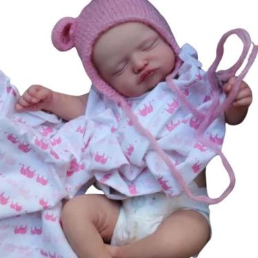 Imagem de Bebê Reborn Boneca Realista Rosale De Olhos Fechados Em Silicone Pode 
