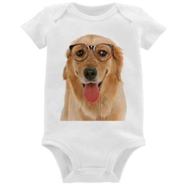 Imagem de Body Bebê Golden Retriever de Óculos - Foca na Moda, Branco, GG