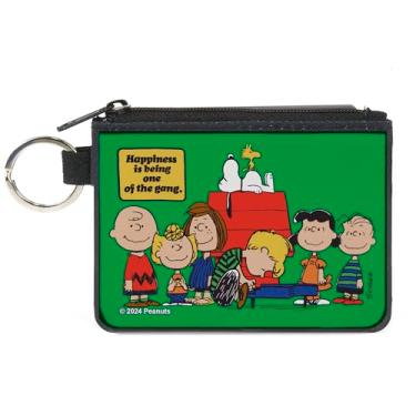 Imagem de Buckle-Down Peanuts Wallet, Zip Clutch, Peanuts Gang 75th Hapiness Is Being One of the Gang Pose Green, lona, Verde, X-SMALL, Casual