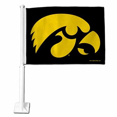 Imagem de NCAA Rico Industries Iowa Hawkeyes Bandeira preta dupla face para carro - 40,64 cm x 48,26 cm - haste forte que se prende ao carro/caminhão/automóvel