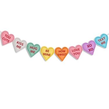 Imagem de ZhowHoHo Guirlanda De Feltro Para O Dia Dos Namorados, Faixa De Coração, Pré-Enfiada, Guirlanda De Dia Dos Namorados, Decoração De Faixa Para Lareira, Sala De Estar, Decoração Para Pendurar No Dia D