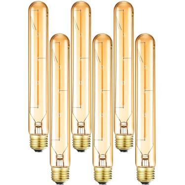 Imagem de LVYE Lâmpadas Led T10, Lâmpada Led Tubular Regulável E26 De 4 W, Equivalente A 40 Watts, Lâmpada Led Vintage Estilo Edison Âmbar Branco Quente De 2700 K, Lâmpada Tubular De 8,9 Pol. De Comprimento,