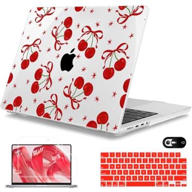 Imagem de Mektron Capa para MacBook Pro 16 polegadas M4 A3403 A3186 M3 A2991 M2 A2780 M1 A2485 (2021/2023/2024) Pro/Max com Touch ID, capa de plástico rígido para laptop, capa protetora de tela, arcos vermelhos