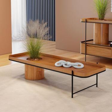 Imagem de Mesa de Centro Orgânica Cachepot em Madeira Maciça Mel Estrutura Metál