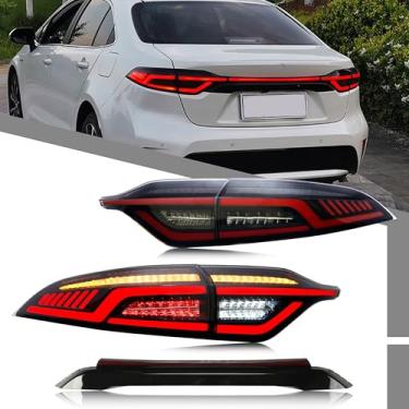 Imagem de Conjunto de luzes traseiras LED compatível com Toyota Corolla 2020-2024 Sedan Start-up Animação sequencial sequencial acessório de lâmpadas traseiras pretas [com luz do meio]