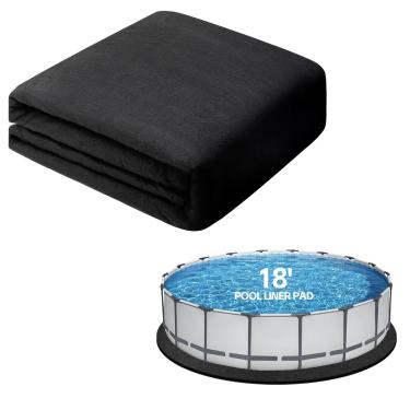 Imagem de Tacsal Forro de piscina redondo de 45 cm, tapete de piscina espesso para piscina acima do solo, tapete de piscina externo feito de material geotêxtil de 400 gramas, almofada de piscina resistente para