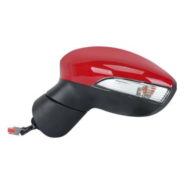 Imagem de Compatível com Ford Fiesta MK7 2013-2017, espelho retrovisor elétrico aquecido, dobrável, lâmpada de seta, 6 pinos, acessórios para carro(Red,6pins left)