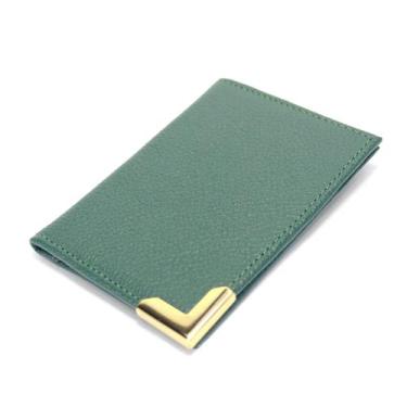 Imagem de Porta Cartão Carteira Slim Pequena em Couro Legitimo Metal Dourado Roa