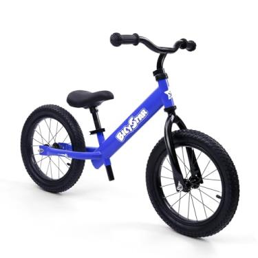 Imagem de Bicicleta de equilíbrio de 35 cm para crianças de 3 a 6 anos, sem pedais, pneus de borracha pneumática, altura ajustável, bicicleta sem pedal, para meninos, meninas, azul escuro