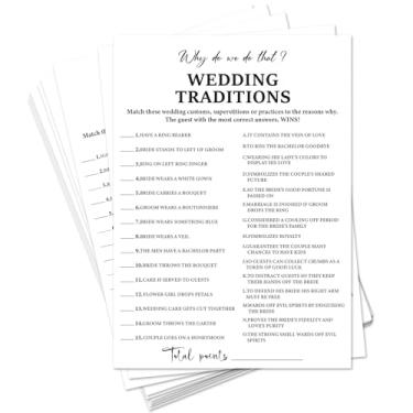 Imagem de bxtala Bridal Shower Game Cards, Why Do We Do That Wedding Traditions, Wedding Games for Guests, 30 Game Cards with 1 Answer Card, Engagement Wedding Party Supplies