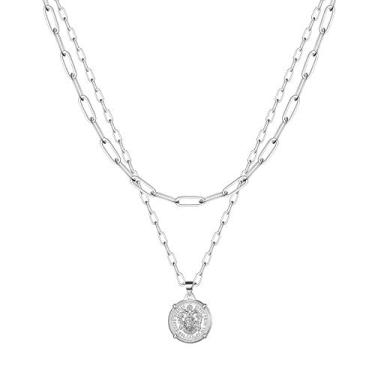 Imagem de Turandoss Gargantilha feminina delicada banhada a ouro 14 K, feita à mão, medalhão, cobra, cruz, estrela, lua, ajustável, simples, gargantilha para mulheres, Metal