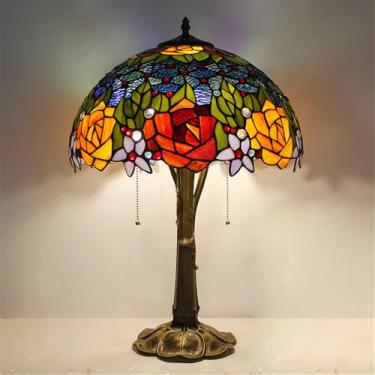 Imagem de American Retro Table Lamp LED Luxo Criatividade Sala de estar Estudo Quarto Lâmpada de cabeceira Villa Hotel Cor Vidro Mesa Luz (Estilo 10)