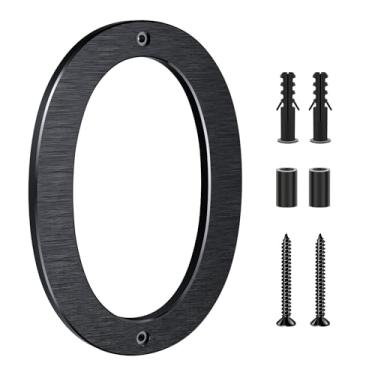 Imagem de Yafimea Números de casa grandes pretos de 20 cm para o exterior, números de endereço residenciais modernos de metal para casa, números flutuantes externos de alumínio para portão de garagem de Wall