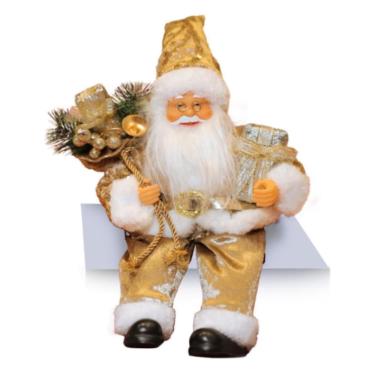 Imagem de Papai Noel Repetidor Enfeite Natalino Dourado 30cm.
