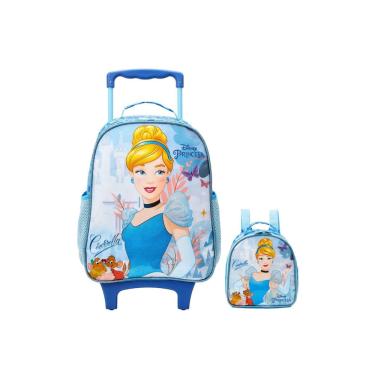 Imagem de Kit Escolar Mochila De Rodinha + Lancheira Cinderela