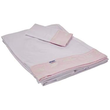 Imagem de Lençol para Berço 3 Peças Malha Penteada Fio 30 Cordão Cisne Rosa, Biramar Baby, Rosa